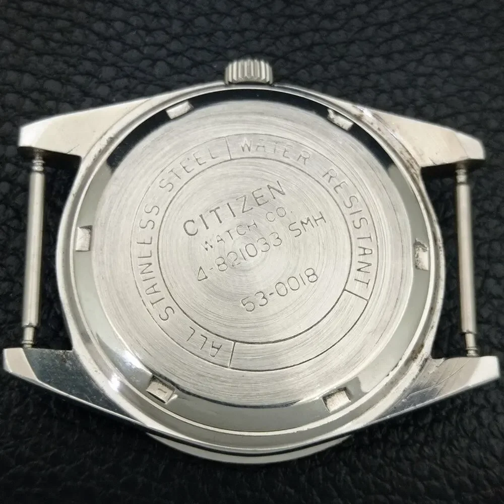 Vintage 1980 Citizen Manual Wound Mens Silver Watch & White accents